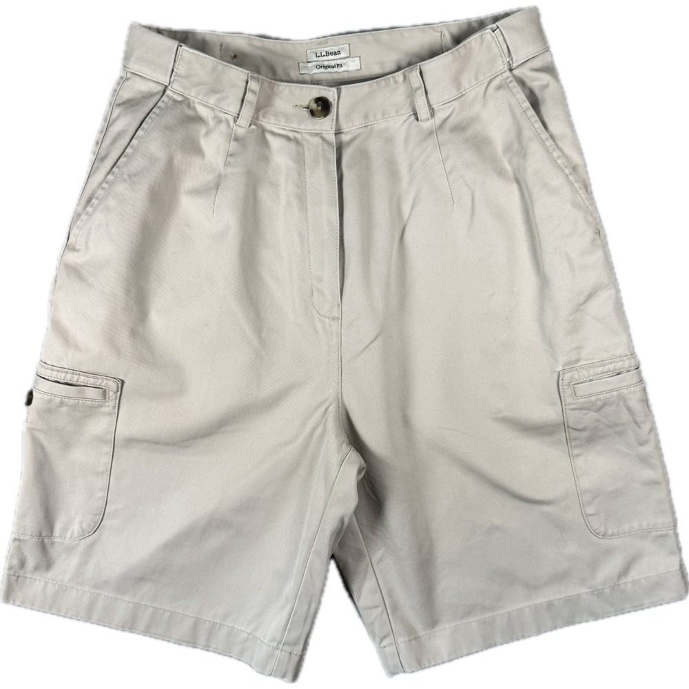 L.L.Bean Cargo Shorts Women 8 Khaki Original Fit High Rise Cotton 280396
